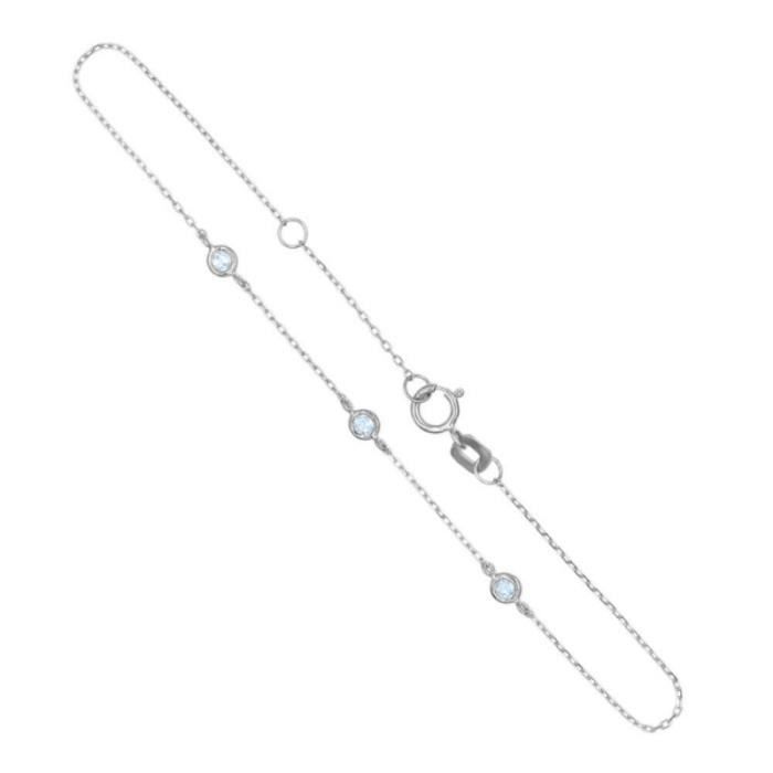 Bague en or blanc ornée d'une topaze forme coeur et une ligne de diamants Or 375 Millième (9 CT) 1,01g