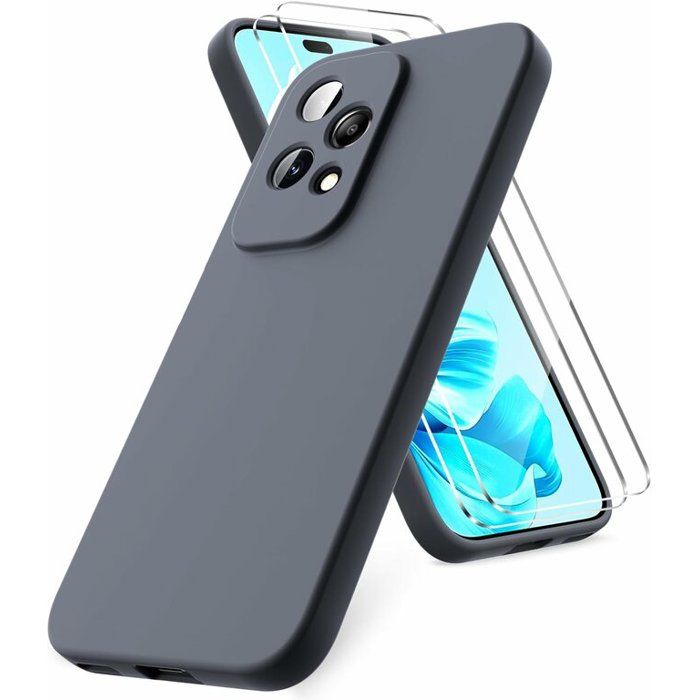 Pack Accessoires Honor 400 Lite : Coque Souple Silicone Noir + 2 Films De Protection Verre Trempé - Marque Little Boutik - Neuf Sous Sachet