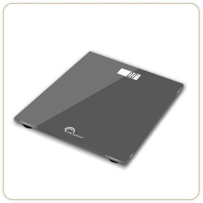 Pèse-personne électronique - LITTLE BALANCE - 160 kg max - plateau verre trempé - couleur gris