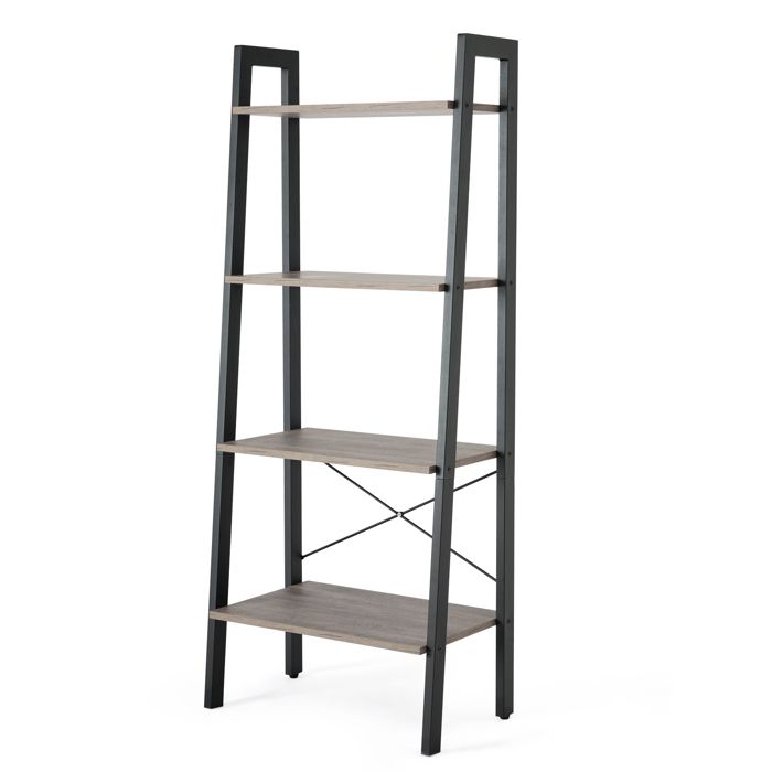 Étagère de Rangement, Bibliothèque à 4 Niveaux, pour Salon, Chambre, Cuisine, Vintage - MONDEER