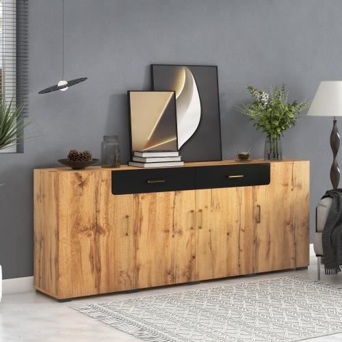 Meuble TV ou meuble de rangement bas écologique offrant 4 tiroirs