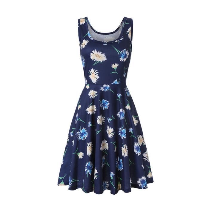 Robe Sans Manches Col V Fente Longue