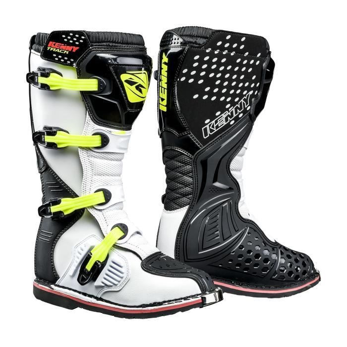 Bottes moto cross enfant Kenny track - Blanc/Jaune - Taille 37