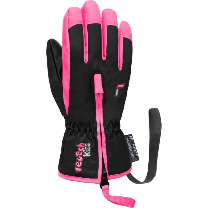 Gants de ski enfant Reusch Ben black/knockout pink 5/6 ans