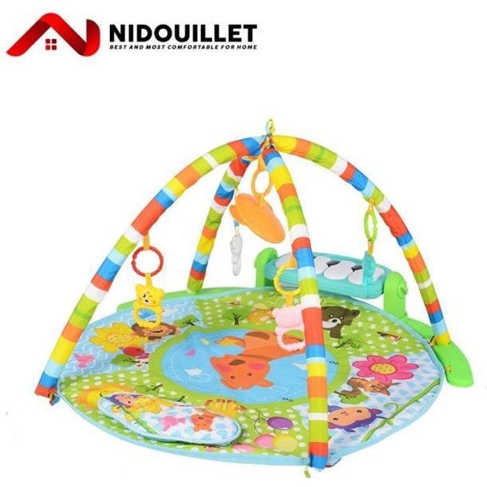 Nidouillet Tapis d'éveil bébé Musical , Piano pour Bébé, Aire de Jeu, avec 4 Modes, dès la Naissance, bleu AB144