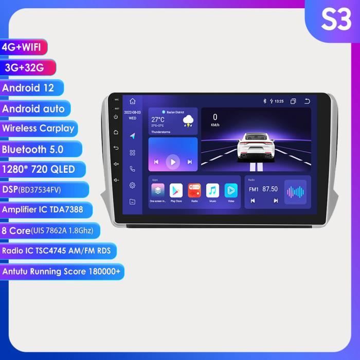 4G-LTE Carplay 10.1 ''Android autoradio GPS stéréo pour Peugeot 208 2008 série 2012-2018 lecteur vidéo multimédia 2din RDS dsp 3+32G