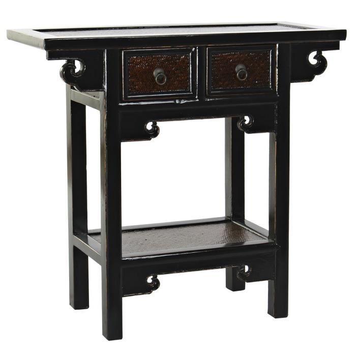 console table console en bois d'orme coloris noir -marron foncé - longueur 85 x profondeur 35 x hauteur 80 cm