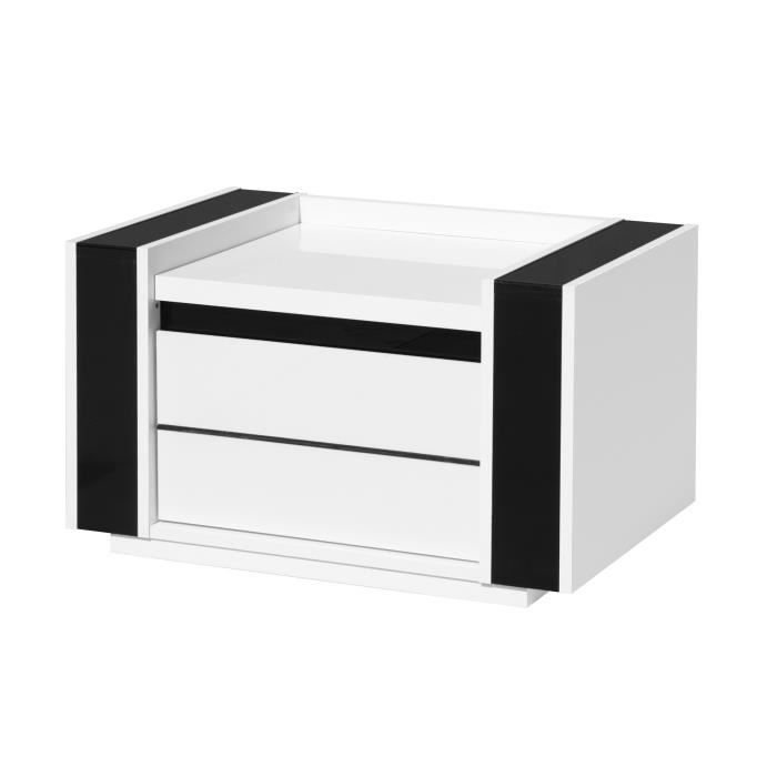 Chevet deux tiroirs de la collection LINA. coloris BLANC Meuble design type MODERNE. 71 Blanc Chevet deux tiroirs de la collection LINA. coloris BLANC Meuble design type MODERNE. 71 Blanc