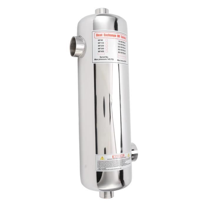 Échangeur de chaleur pour piscine - En acier inoxydable - 60 kW - Chauffage électrique - Économie d'énergie - Pour système de piscine, jacuzzi, baignoire
