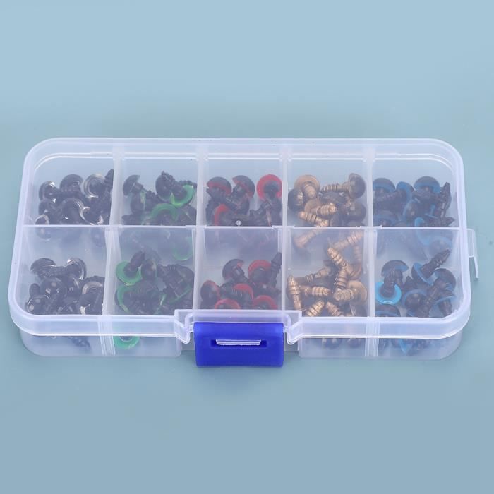 100 Yeux De Poupée Noir 6-12mm - Plastique Et Résine Pour Amigurumis, Peluches DIY - Fixation Solide