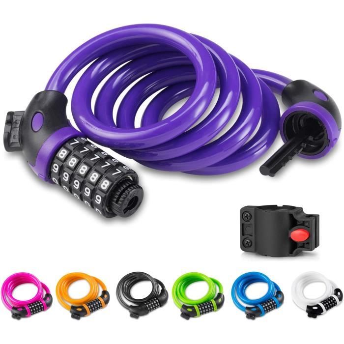 Antivol Scooter 120cm à Combinaison - Cadenas Code 4 Chiffres Pour Xiaomi M365/Gotrax