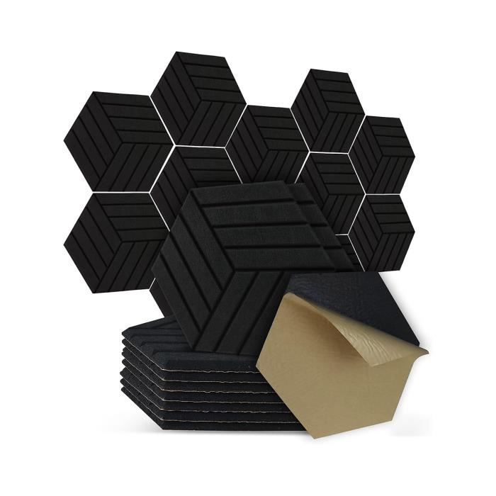 24 Panneaux Acoustiques En Mousse Autocollants 30x30x2,5 Cm - Noir - Absorption Son Studio, Bureau, Home Cinéma