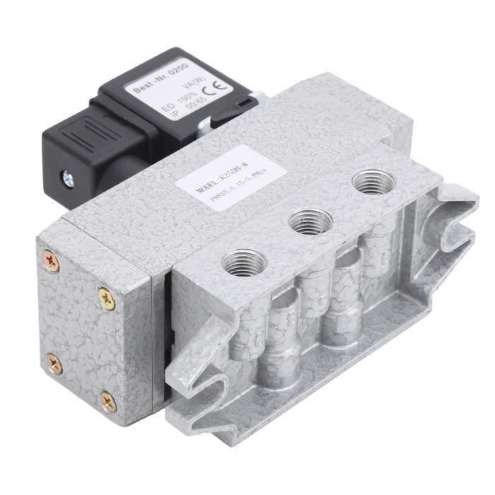 Vanne 5/2, électrovanne Pneumatique 2 Positions 5 Voies pour équipement de Tuyauterie Pneumatique en Alliage D'aluminium(220V