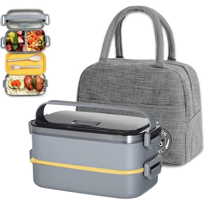 Lunch Box Kit de 1600 ml 2 couches avec couverts Boîte à déjeuner Sac
