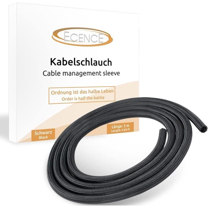 3M- Blanc Manchon de Cache Câble, 13-20mm Réglable Gaine Câble Tressée,  Extensible Gaine Range Cable Informatique, Protection du Cache Câbles pour