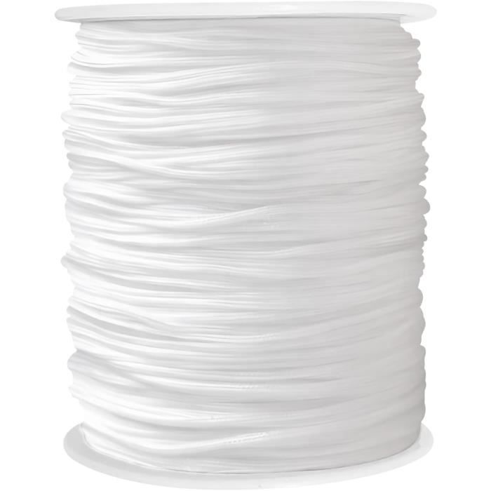 Cordon Élastique Extensible 10m - Corde En Caoutchouc Rond 5mm Blanc - Idéal Pour Bricolage, Camping Et Loisirs