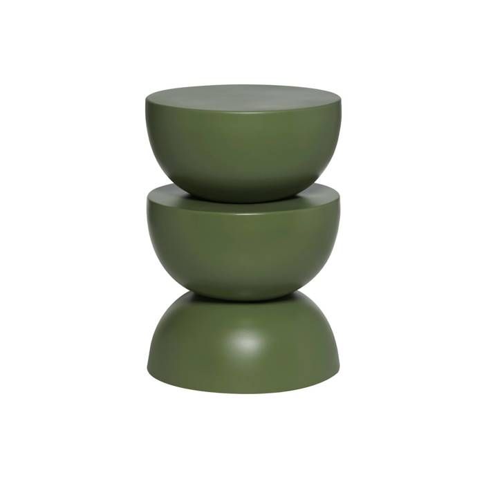 Table dappoint. bout de canapé. table de chevet en métal. vert kaki. Coumba. Ø32 x H 46.5cm
