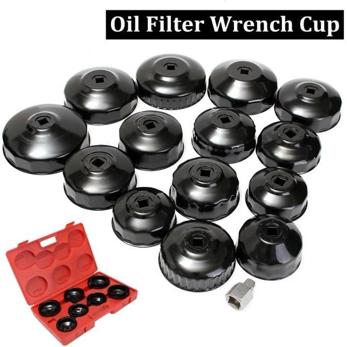 14x Set Kit Clé Coiffe Pr Filtre à Huile Boîte à Outil Cloche Voiture Démontage