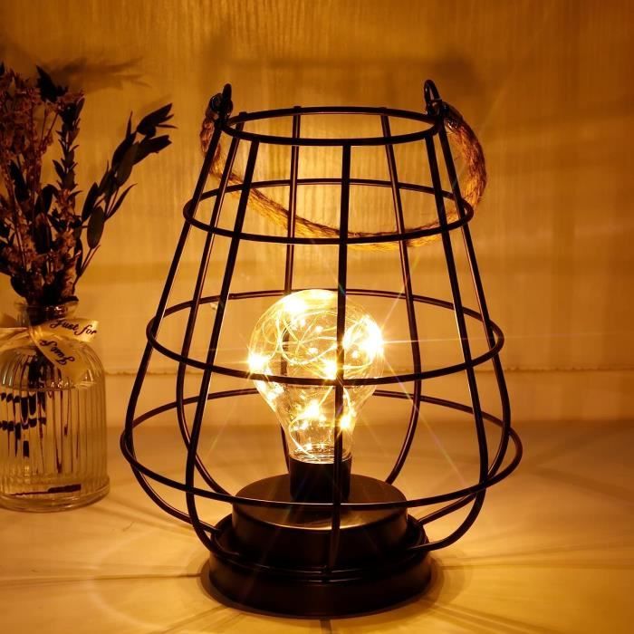 Lampe à motifs sans fil avec ampoule LED, lampe à piles en métal