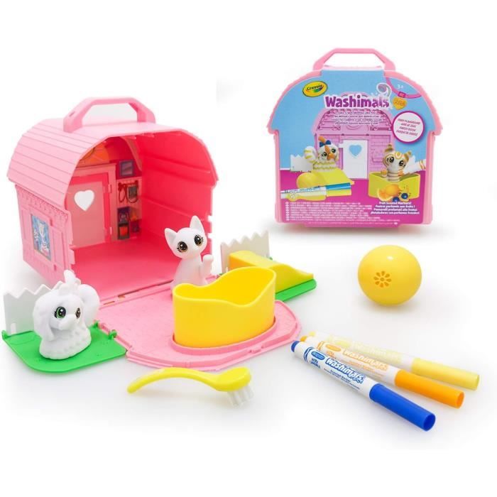 Crayola Washimals Pets - Kit Créatif de Coloriage, Feutres de Couleurs et Figurines à Colorier, Ambiance Aire de Jeux - Âge Conseillé