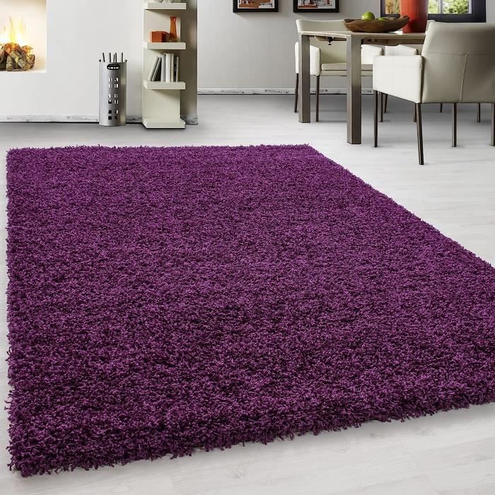 Grand Tapis De Luxe Doux – Gris/Violet – 160x220 Cm – Qualité Supérieure – Neuf