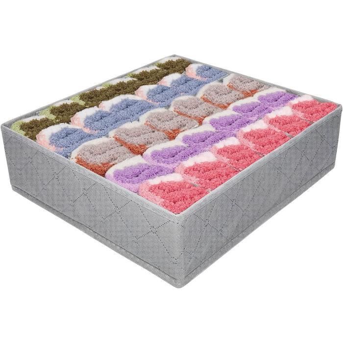 Lot De 3 Boîtes De Rangement Pour Sous-vêtements - Tissu Non Tissé, Gris - Compartiments Pour Soutiens-gorge, Chaussettes, Lingerie - 8