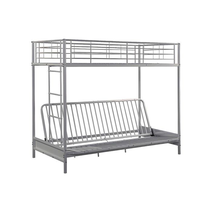 Lit mezzanine 90 x 190 cm - Avec banquette convertible - Métal - Argent - MODULO V