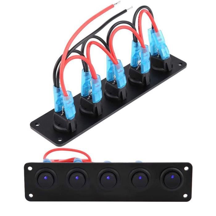 Panneau Interrupteur 4 Boutons USB Pactrade Marine - Aluminium Bleu LED Pour Camping-car, Bateau