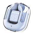 AMORUS Écouteurs intra-auriculaires sans fil Bluetooth 5.2 avec étui de chargement translucide - Glace bleue-1