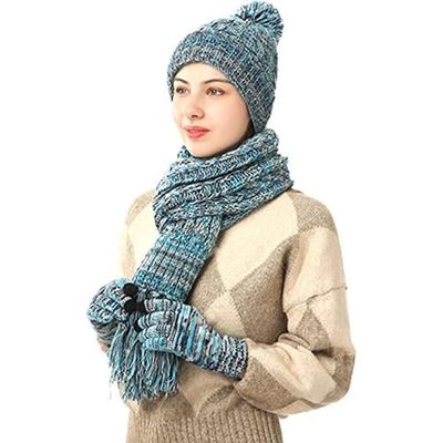 Bonnet Et écharpe 2 En 1 Unisexe - Thermique, Doublure Polaire - Pour Homme Et Femme, Hiver, Activités Extérieures - 11