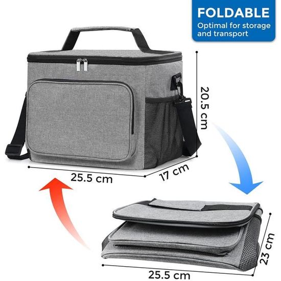 JETech Sac Isotherme Repas 10L – Sac Glacière Étanche Réutilisable Avec Bandoulière Réglable, Noir, Homme & Femme