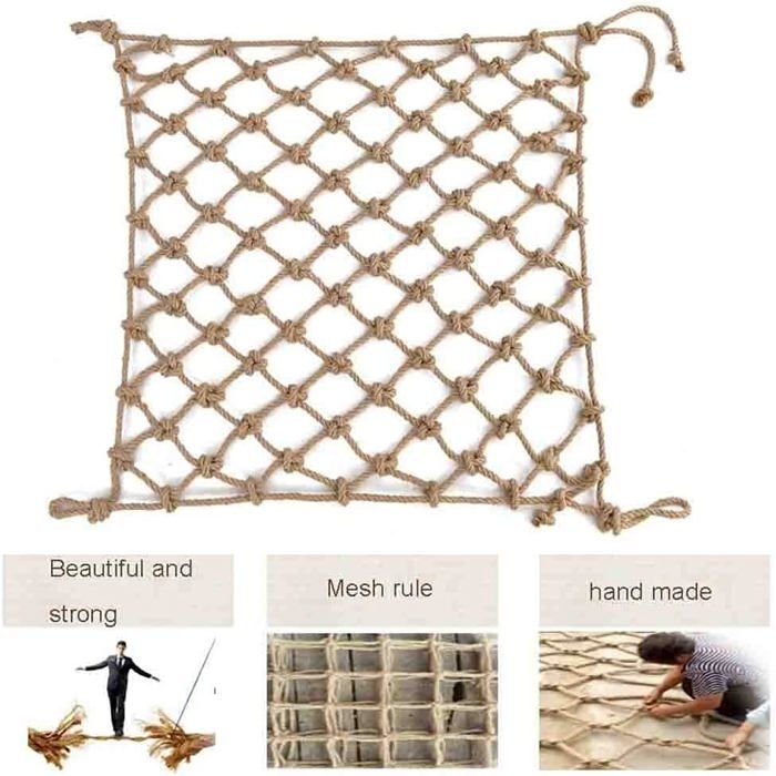Filet De Sécurité Escalade Pour Garde-corps – 2x3 M – Maillage 10 Cm, Diamètre 8 Mm – Intérieur/extérieur