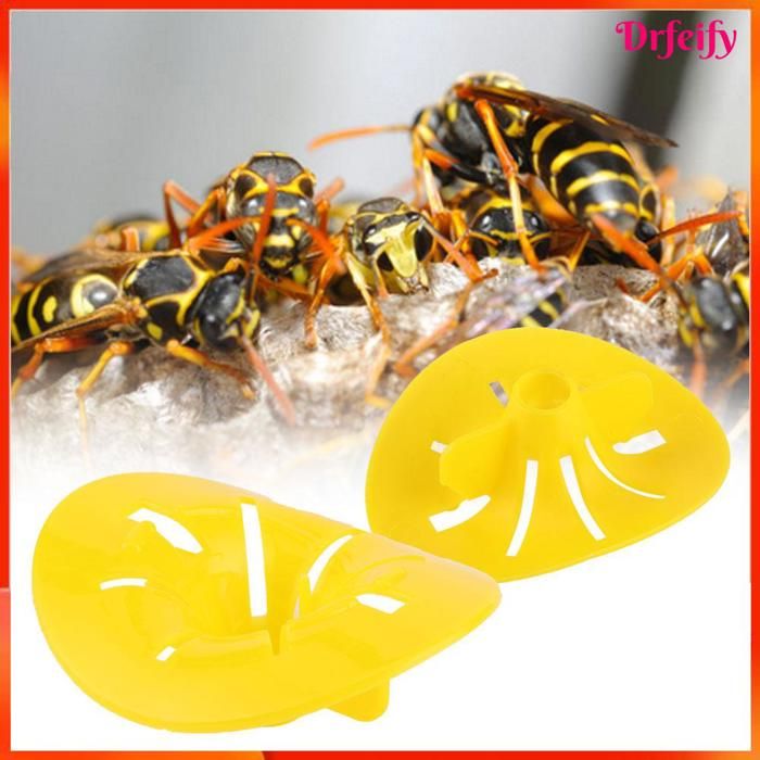 Piège à guêpes et abeilles charpentières (2 pièces), 4 planches adhésives remplaçables et 2 cordes de suspension Piège à guêpes répulsif suspendu pour attrape-guêpes jaunes Réutilisable et durable