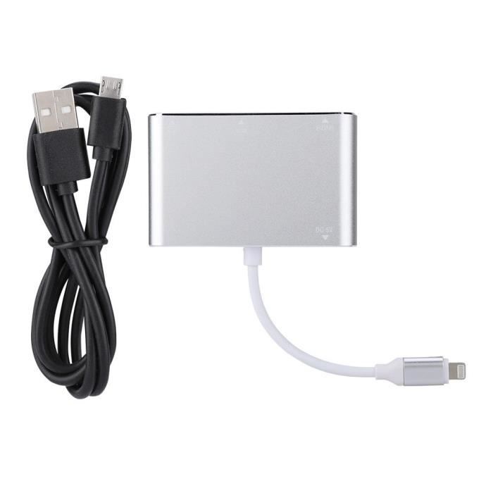 rosyclo Adaptateur Lightning Hub iPad 6 en 1 Lightning vers HDMI numérique  AV Convertisseur, lecteur de