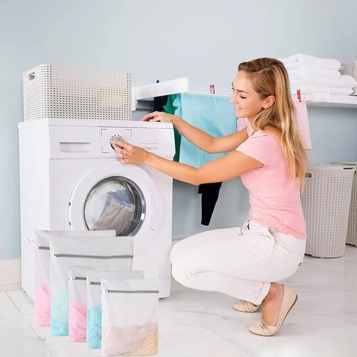 2 Pcs Filet Linge Machine à laver, Sac à Linge avec Cordon de Serrage Sac  Linge