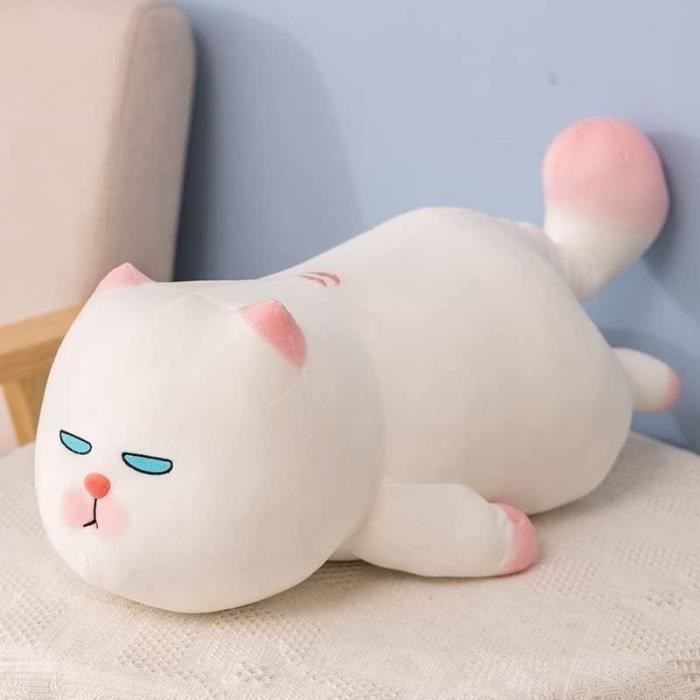 Long Chat Peluche Oreiller, 110CM Peluche Le Chat Long Coussin, Doux Peluche Animaux Coussins Oreillers en Peluche, pour Enfants Adultes Cadeaux pour Anniversaires Noël (50CM,Grey