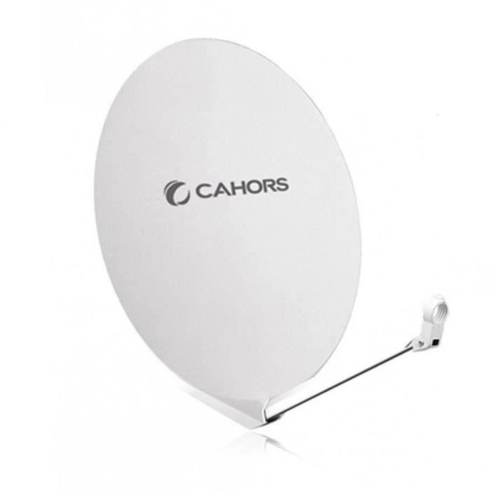Parabole Satellite 80 Cm Fibre Composite Blanche Cahors + LNB Single – Réception Stable