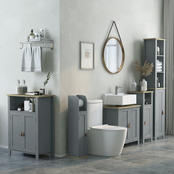 Meuble Sous Vasque Salle De Bain 2 Tiroirs - Anthracite, 50x38.5x52 Cm - MDF, Montage Facile