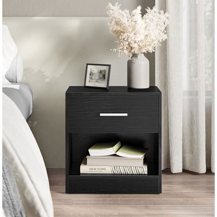Table Basse De Chevet En Plastique Robuste - Avec Compartiment De Rangement, 41x37 Cm, Noir - 9