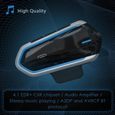 Intercom Moto Bluetooth 4.1, Kit Oreillette Bluetooth Casque Moto Interphone portable Main Libre - Bleu noir-2