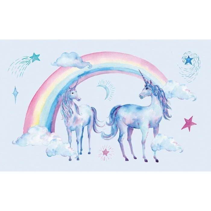 Papier Peint Panoramique Pégase Licorne Arc En Ciel Papier Peint 3D ...