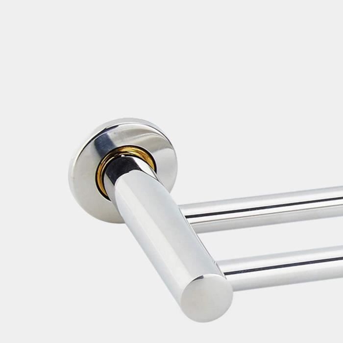 Double Barre Porte-Serviettes Tiberham - Alliage Argenté 39x13.5x7 Cm - Support Pour Salle De Bain Ou Cuisine - 8