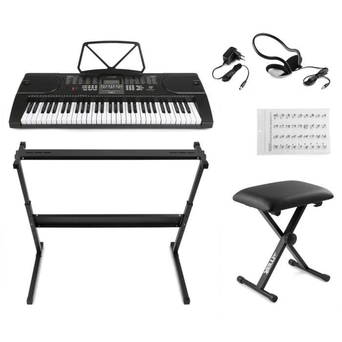 Kit clavier numérique 61 touches + Pieds + Support de Partition + Casque +  Tabouret - Cdiscount Instruments de musique