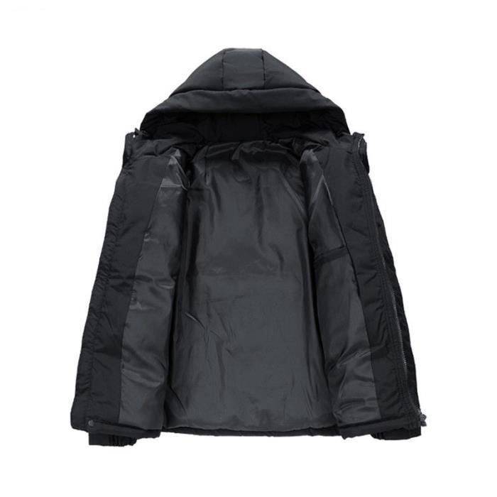 Doudoune Hiver Capuche Homme Chaude Grande Taille Casual Veste Zippee Epaisse Confortable Couleur Contraste - Marron Marron - Prêt-à-Porter