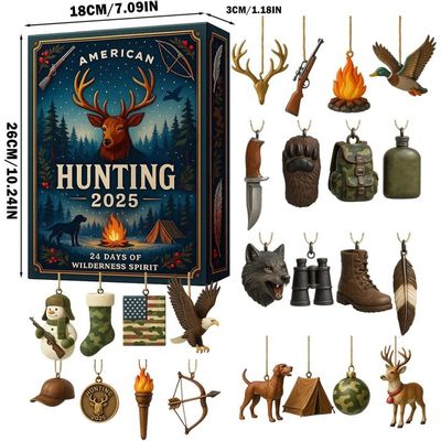 Calendrier De L'Avent Chien De Chasse 2025 - Compte à Rebours Noël 24 Jours Avec Pendentifs Acrylique 2D, Décoration Fête, Bureau, Salon, Voiture