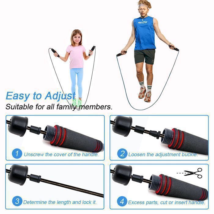 Corde à Sauter Blukar – Roulements à Billes Acier, Poignées Mousse Antidérapantes, Câble Acier/PVC, Réglable – Fitness, Crossfit, Boxe
