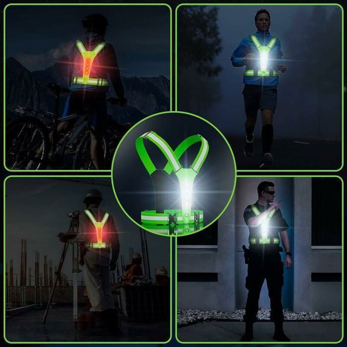 Gilet Réfléchissant LED Avec Clignotants Directionnels – Idéal Pour Vélo, Course, Rando – Léger, Réglable, Autonomie 15h – Sécurité Renforcée