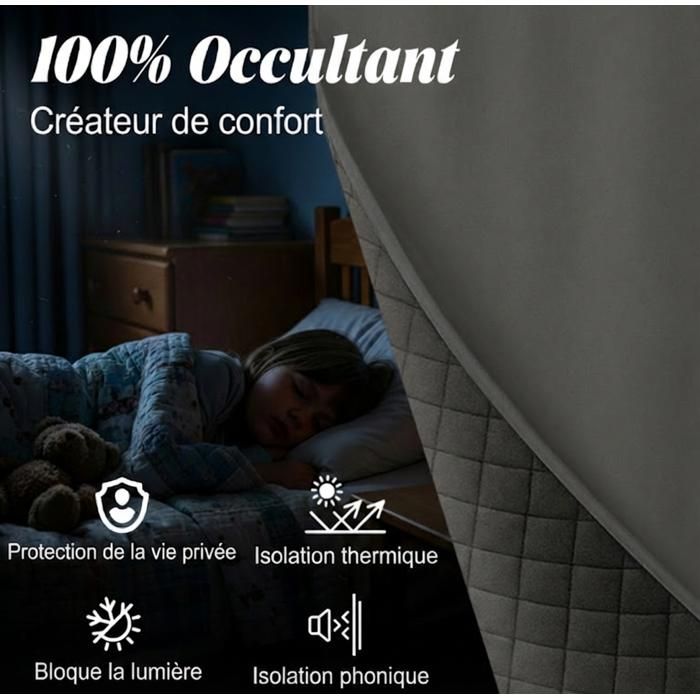 Rideau de Porte Isolant Thermique 420 g/m² 100x210cm Gris,Perforé/Auto — free download