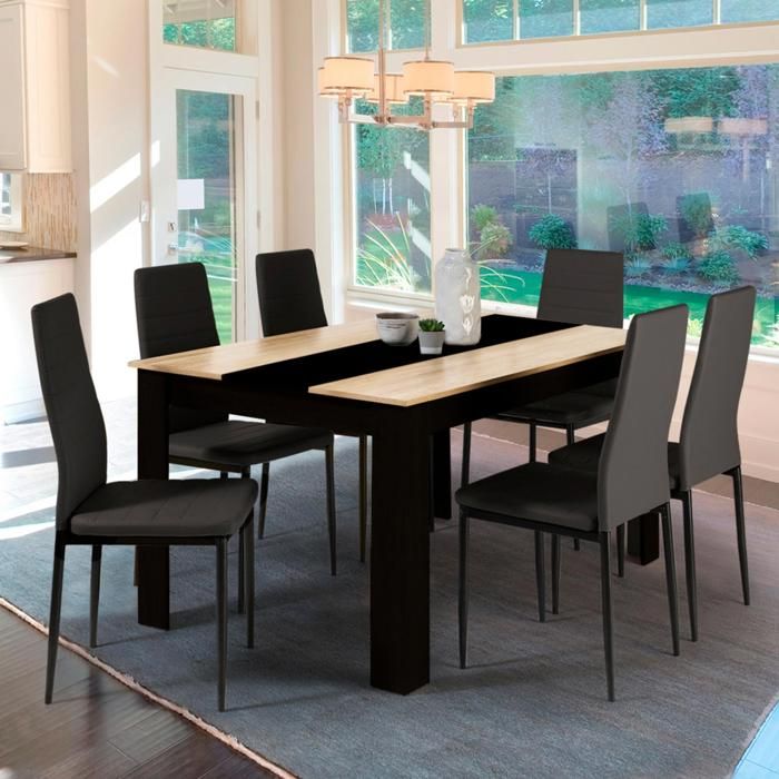 Table à manger extensible 6-10 personnes 140-220 cm blanche et grise - GEORGIA | ID Market