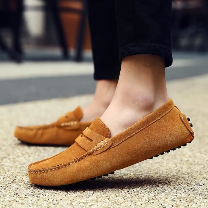 Mocassin Cuir Chaussure Homme Jaune Jaune Cdiscount Chaussures